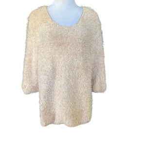 CHICO'S Apricot Eyelash Shine Sweater - Chico's Size 2 Petite (L/12)
